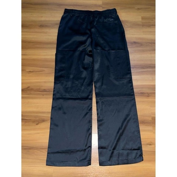 Womens Sanctuary Satin Black Cargo Wide Leg Pants - Picture 3 of 6